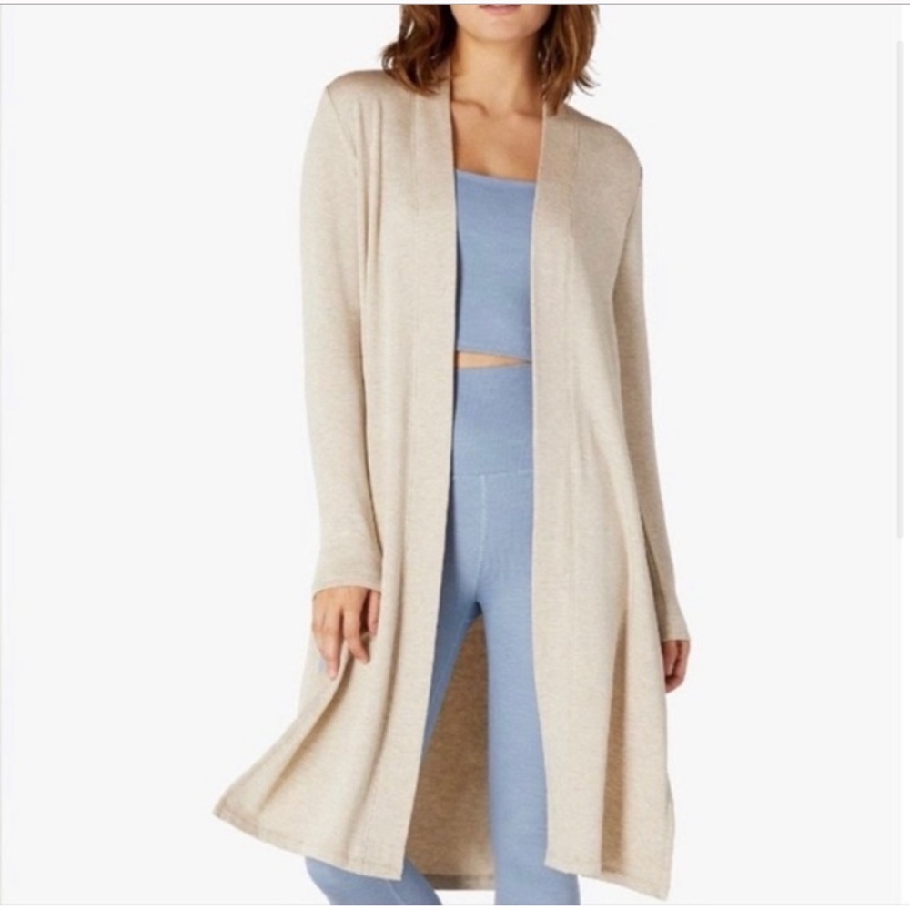 Beyond Yoga High Slits Long Duster Cardigan | Size S | Beige